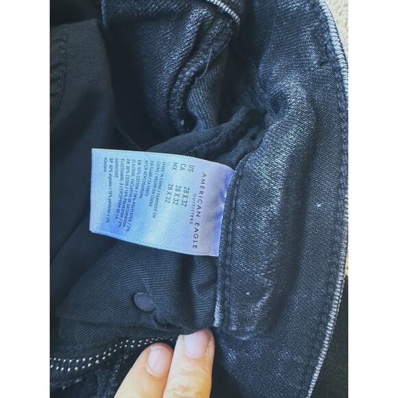 American Eagle Stacked Skinny AirFlex 360 Distressed Jeans Black 28x32 - Picture 8 of 8